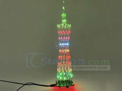 9-Layer Guangzhou Tower RGB LED Light DIY Kit - Light Cube Music Spectrum LED Tower with Remote Control